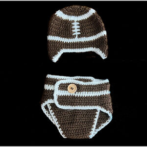 Baby Crochet Knit Football Outfit Diper Sz 0-6 Months NWT Photo Shoot So Dorable